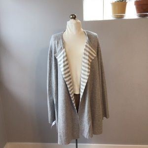 New EILEEN FISHER Organic Cotton Cashmere Reversible Cardigan Dark Pearl sz 3X